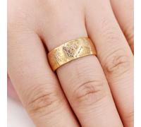 Anelli Shahada con lettera araba musulmana Mohammad in acciaio inox color oro, larghezza 8 mm, anelli religiosi Allah per uomini e donne Y543