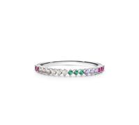 Anelli sottili per le donne, anelli d'argento da donna con pietre preziose create Pt950 Taglia P 1/2 Set di gioielli da donna