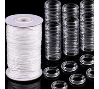 Anelli Tende Romani,RoadLoo 100 Pezzi Anelli Tenda Cieca Anello Romano Cieco 8-13 mm Anelli di Plastica Trasparenti Anello forma di O e 50m 1.8 mm Bianco di Intrecciato Sollevamento per Tende Romane
