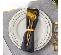 Anelli tovaglioli in lega set 12 pezzi a forma di D elettrolitici colore oro opa