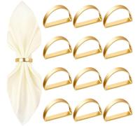 Anelli tovaglioli in lega set 12 pezzi a forma di D elettrolitici colore oro opa