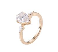 Anelli unici da donna, anello per fidanzata a forma di pera con moissanite, regalo unico per amiche e donne, L 1/2, Oro giallo 9 carati, Moissanite
