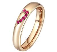 Anelli Uomo Oro 18K Vero 750, Anello Eternity Rosso Ruby Creato In Laboratorio Cuore Oro per Marito Padre Amico Misura 28,5