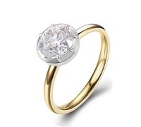 Anelli vintage, anelli da donna delicati rotondi con 1 ct moissanite 9 k oro giallo misura 50 (15,9)