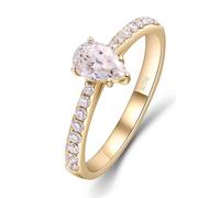 Anelli Vintage, Anelli Fidanzamento Donna Goccia d'Acqua Oro Giallo 18K con 0.5Ct Moissanite Taglia 15
