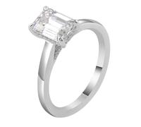 Anelli Vintage Anelli Oro Bianco Donna 18Kt 750 Moissanite Solitario Lucido con 4 Griffe Moissanite Rettangolare 1 CT Misurare 17 Moderno per Moglie San Valentino Gioielli
