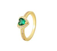 Anelli Vintage, Anello Donna Oro Giallo 18K Cuore con Verde Smeraldo Creato Taglia 22