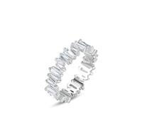 Anelli vintage da donna, gioielli impilabili con moissanite a forma di trapezio regali per le donne, O 1/2, Platino, Moissanite
