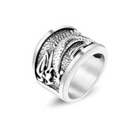 Anelli Vintage Donna, Anello Donna Acciaio Inossidabile Taglia 15 Drago Vintage Largo 17,6 mm Custom Regalo per Madre Valentines Day Gioielli