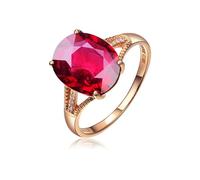 Anelli Vintage Donna Anello Fidanzamento Donna Oro 18 Ruby Creato in Laboratorio Tormalina Naturale Color Sangue di Piccione da 4,34 CT Numero 23,5 Aggiornamento 3.0 per Zia Compleanno Gioielli