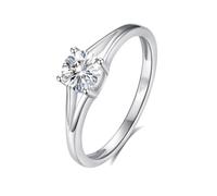 Anelli vintage, migliori amici, da donna, solitario in moissanite rotondo da 5 mm, in argento da 0,5 carati, oro bianco/platino, L 1/2, Platino, Moissanite