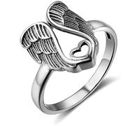 Anelli vintage per donna in acciaio inossidabile retrò argento angelo anello anello a fascia punk gotico anello commemorativo creativo amore cuore scava fuori anelli accessori gioielli per feste Cleve