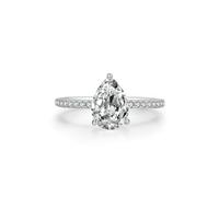 Anelli vintage unisex, anello da donna con moissanite a forma di pera da 2,5 ct, regalo carino per le donne, M 1/2, Platino, Moissanite