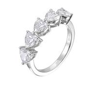 Anelli vintage unisex, anello nuziale con 5 cuori in moissanite 0,5 ct, gioielli delicati, H 1/2, Oro bianco 18 carati, Moissanite