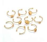 Anelli vuoti 30 pezzi PVD oro in acciaio inox anello regolabile con base vuota (amore 9 mm)