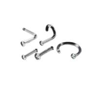 Anellino Naso Piercing1 Pezzi 20G Vetro Septum Orecchio Cartilagine Piercing Trago Helix Di forma dritta, Carnagione chiara, Stile 5, 0.8x11mmx3mm