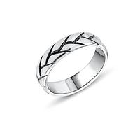 Anellissimo Anello fedina treccia brunita uomo donna acciaio 316L - 18