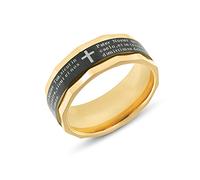 Anellissimo Anello preghiera Padre Nostro in latino dorato uomo donna acciaio 316L - 16