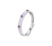 Anello 925 in argento da donna, anello migliore amico, argento viola geometrico con rotondo, rosa e zirconia cubica, 51.5, Argento 925/1000, zirconia cubica