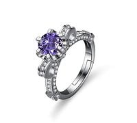 Anello 925 signore, anelli sterling donne 925 The Crown Zircon Purple Grace Anelli regolabili Eleg Elizzera Sterling Axe Sterling Rings Regali di fidanzamento per uomini Anelli da donna Eternità