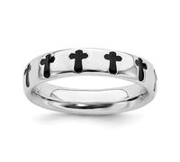 Anello A Croce In Argento Sterling Impilabile Lucido Smaltato Taglie 5 A 10