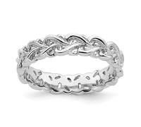 Anello A Cuore Intrecciato In Argento Sterling Lucido Impilabile Taglia 5 A 10