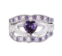 Anello a cuori con zirconi, temperamento, grande diamante, anello nuziale da donna, ragazza, regalo Anelli Di Torta (A, 8)