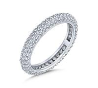 Anello a Cupola Eternità Anniversario Impilabile con Zirconi Cubici Pave CZ per Donna in Argento Sterling