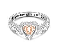 Anello a di angelo per bambini, per la perdita di gravidanza, per la perdita di cuore, per la perdita di mamma, figlio, squisito elegante anello con ali d'angelo, per le ragazze, per la perdita