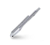 Anello a due dita con barre laterali doppie in stile boho con zirconi cubici geometrici CZ pavé per adolescenti e donne in argento sterling .925