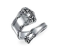 Anello A Fascia A Cucchiaio Bypassato Boho Per Donne Per Uomini Argento Sterling 925 Ossidato Regolabile (8)