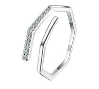 Anello a fascia aperta geometrica con accento diamante asimmetrico croce design minimalista gioielli moderno impilabile accessorio per le dita, Adjustable