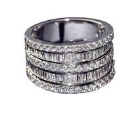 Anello a fascia da donna a cinque file, lucido, oversize, accessorio alla moda per proposte, fidanzamenti ed eventi speciali