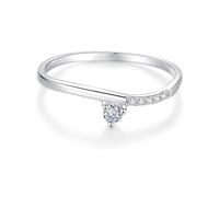 Anello a fascia da donna, anelli Eternity semplice rotondo con diamante in oro bianco/platino 950 gioielli da donna, U 1/2, Platino 950, Diamante