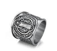 Anello a fascia di San Benedetto Esorcismo Santo Marchio per Uomini Donne Cristiano San Gesù Croce Protezione Dominante Esorcismo Anello Knuckle Medie Bande Religiose Regalo in Acciaio Inox Cattolico