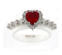 Anello a Fascia Donna in Ceramica ARGCB ARGCN Cristallo Cuore Rosso Argento 925