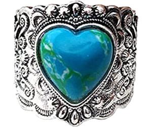 Anello a Forma di Anello a Forma di Amore retrò Verde Anello Elegante a Forma di Luna d'Amore per Anelli d'umore per Ragazze da Donna BulkDurability