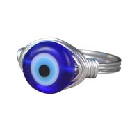 Anello a forma di bulbo oculare da uomo, anello turco contro il , alla , realizzato a mano, delicato anello avvolto in filo d'argento e oro, regalo di compleanno per ragazze