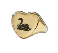 Anello a forma di cigno a forma di cuore | Argento sterling 925 placcato oro | Gioielli da regalo, anelli con sigillo in stile vintage, gioielli fatti a mano ipoallergenici| LK_PDR_01131