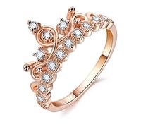 Anello a forma di corona, alla moda, da donna, per matrimonio, fidanzamento, con zircone, anello romantico per anniversario, regalo per feste, oro rosa, misura 8