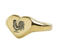 anello a forma di cuore con gallina | argento sterling 925 placcato oro | gioielli da regalo, anelli con sigillo in stile vintage, gioielli fatti a mano ipoallergenici| LK_PDR_01006_11.5