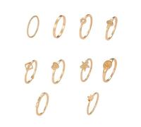 Anello a Forma di Cuore con Stella a Cinque Punte Set da 10 Pezzi Accessori per Anelli per Le Dita per Gioielli da Donna Clever Fashion