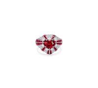 Anello a forma di cuore, da donna, in oro bianco 9 K/14 K/18 carati, con moissanite, 20 (19,1), Oro bianco 18 carati (750), Moissanite Ruby creato Moissanite
