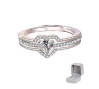 Anello a forma di cuore I Choose Me in argento sterling 925, impilabile, con ciondolo a forma di cuore, per donne e figlie (White,6)