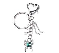 Anello a forma di farfalla, decorazione per borsa, portachiavi, accessorio in metallo con texture in lega, regalo per donne e ragazze, decorativo e ciondolo per borsa, Verde, Taglia unica