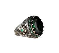 Anello a forma di pietra preziosa, anello grande di pavone, rotondo, verde, grande, anello con pavone, anello vintage, anello di diamante, calendula, crema per le mani, f, 11