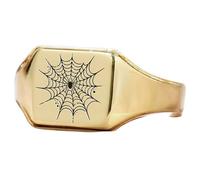 Anello a forma di ragno e ragnatela di forma quadrata | Argento sterling 925 placcato oro | Gioielli da regalo, anelli con sigillo in stile vintage, gioielli fatti a mano | LK_PDR_00987_10.5
