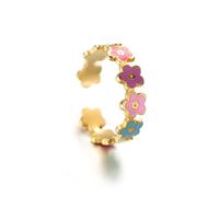 Anello a margherita da donna colorato con margherita anello da donna delicato anello impilabile anello a margherita carino anello aperto regolabile anello in titanio anello smaltato delicato