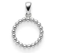 Anello A Pendente Circolare In Perline 585 Oro Bianco 19,5x13mm Semplice Lucido