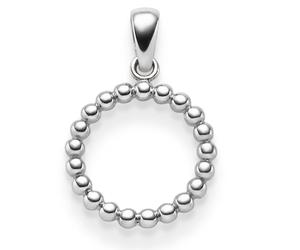 Anello A Pendente Circolare In Perline 585 Oro Bianco 19,5x13mm Semplice Lucido